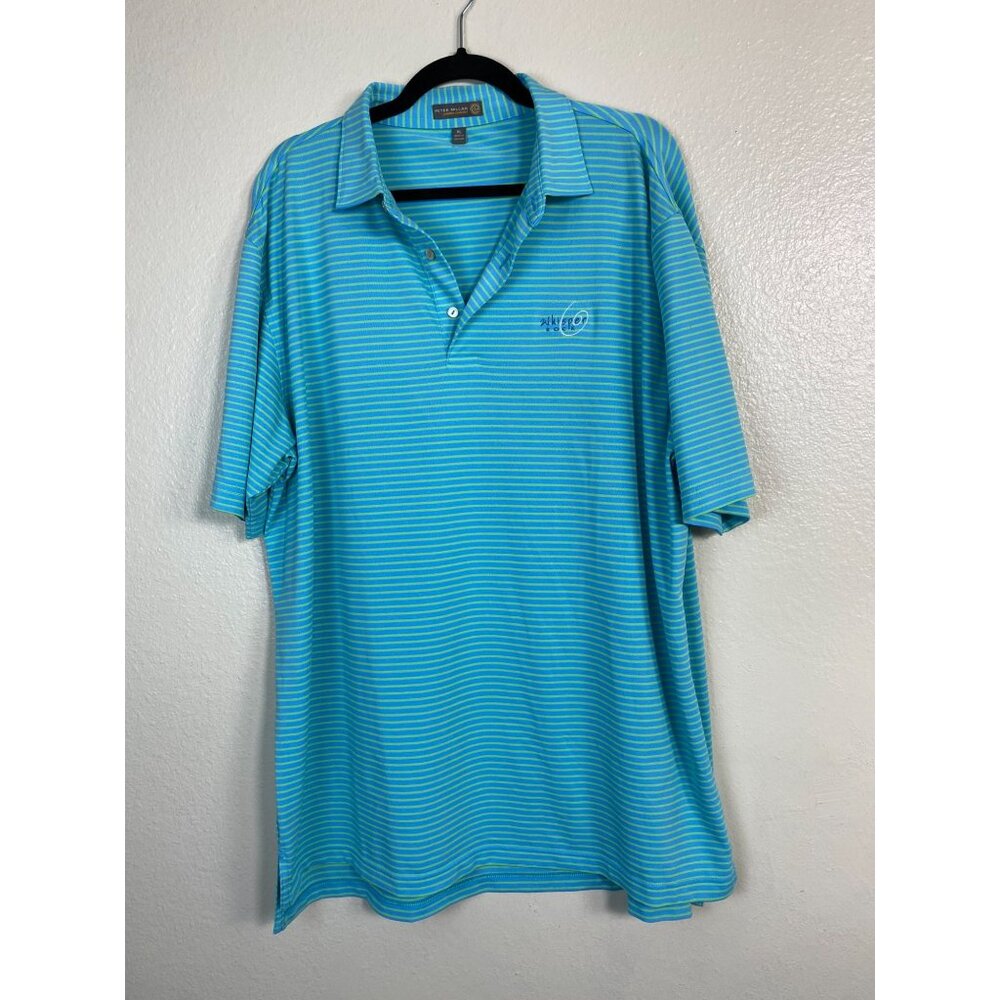 Peter Millar Summer Comfort Whisper Rock Mens XL Polo Shirt Blue Striped Short S